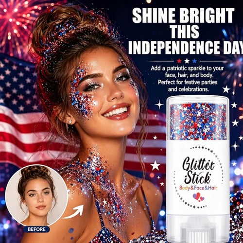3-in-1 Patriotic Glow😍✨Red, White & Blue Glitter Body Stick