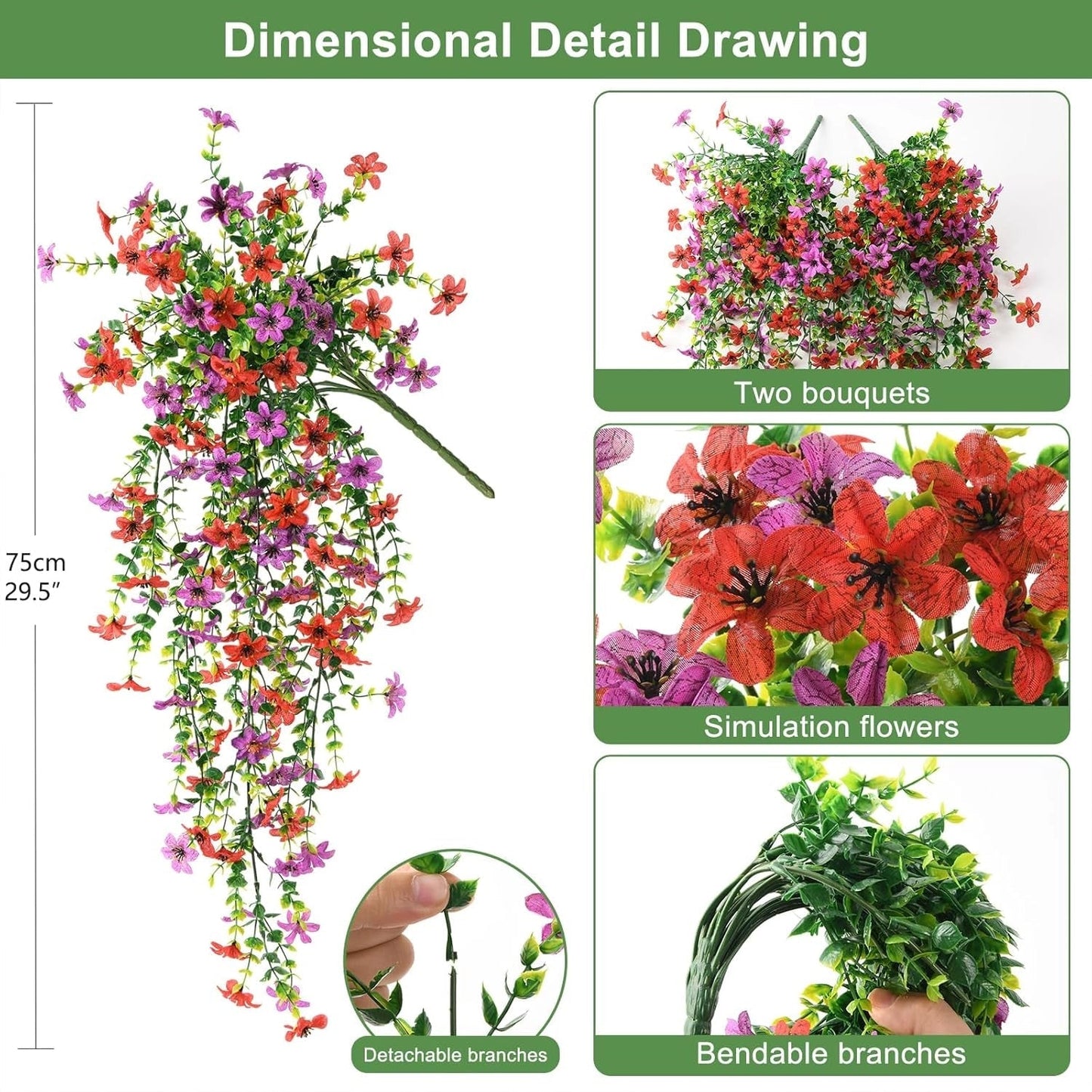 ⏳LAST DAY SPECIAL PRICE: 9.99!!🌷Outdoor cascading daisy and eucalyptus flowers – UV resistant