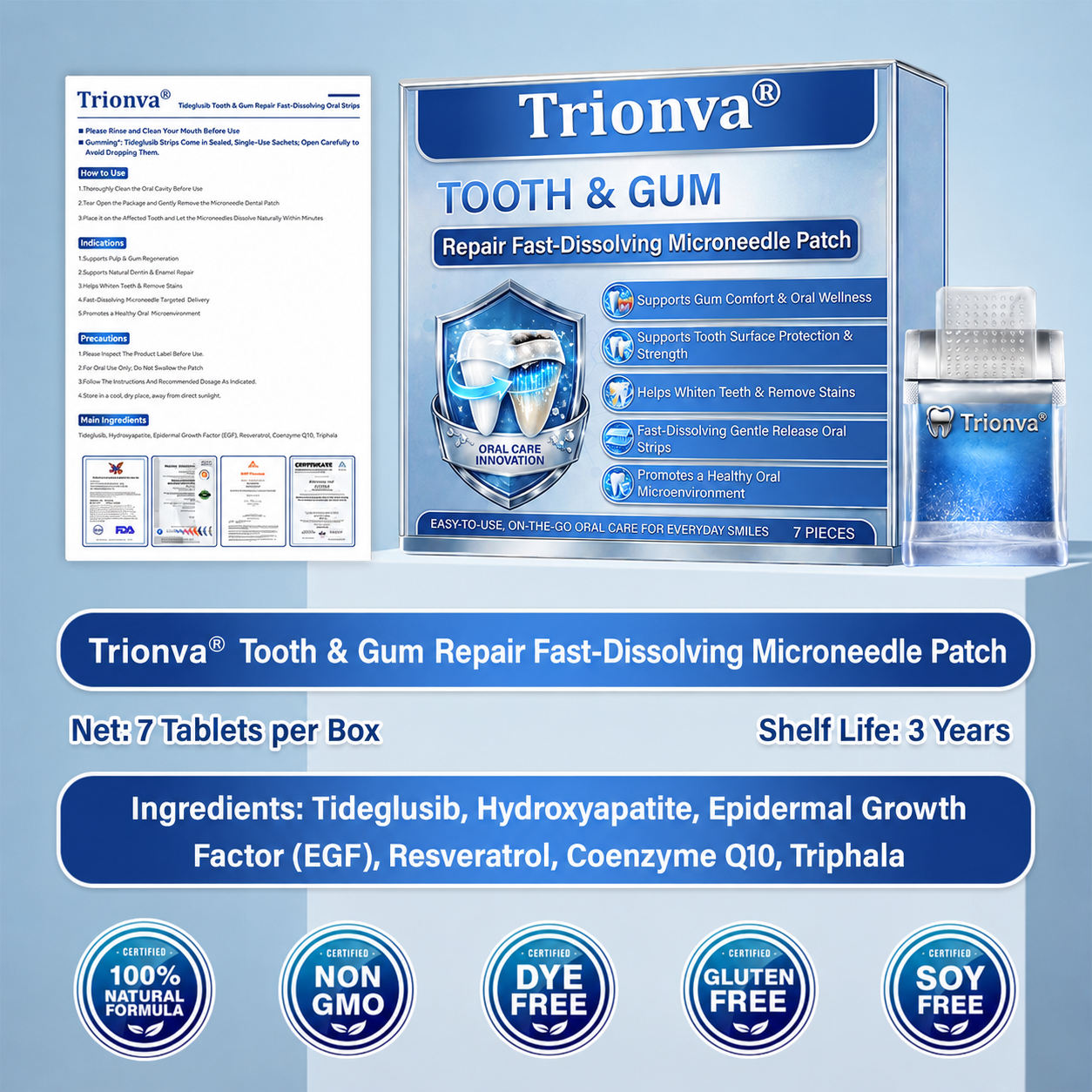 Your Smile🦷Trionva® Tooth & Gum Repair Fast-Dissolving Microneedle Patch✨ (𝟓-𝐢𝐧-𝟏 💎 𝐑𝐞𝐛𝐮𝐢𝐥𝐝 𝐄𝐧𝐚𝐦𝐞𝐥 & 𝐃𝐞𝐧𝐭𝐢𝐧 • 𝐒𝐭𝐫𝐞𝐧𝐠𝐭𝐡𝐞𝐧 𝐆𝐮𝐦𝐬 • 𝐄𝐫𝐚𝐝𝐢𝐜𝐚𝐭𝐞 𝐓𝐚𝐫𝐭𝐚𝐫 & 𝐎𝐝𝐨𝐫 • 𝐖𝐡𝐢𝐭𝐞𝐧𝐢𝐧𝐠 • 𝐒𝐭𝐨𝐩 𝐓𝐨𝐨𝐭𝐡 𝐒𝐞𝐧𝐬𝐢𝐭𝐢𝐯𝐢𝐭𝐲)🔥