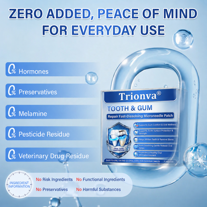 Your Smile🦷Trionva® Tooth & Gum Repair Fast-Dissolving Microneedle Patch✨ (𝟓-𝐢𝐧-𝟏 💎 𝐑𝐞𝐛𝐮𝐢𝐥𝐝 𝐄𝐧𝐚𝐦𝐞𝐥 & 𝐃𝐞𝐧𝐭𝐢𝐧 • 𝐒𝐭𝐫𝐞𝐧𝐠𝐭𝐡𝐞𝐧 𝐆𝐮𝐦𝐬 • 𝐄𝐫𝐚𝐝𝐢𝐜𝐚𝐭𝐞 𝐓𝐚𝐫𝐭𝐚𝐫 & 𝐎𝐝𝐨𝐫 • 𝐖𝐡𝐢𝐭𝐞𝐧𝐢𝐧𝐠 • 𝐒𝐭𝐨𝐩 𝐓𝐨𝐨𝐭𝐡 𝐒𝐞𝐧𝐬𝐢𝐭𝐢𝐯𝐢𝐭𝐲)🔥