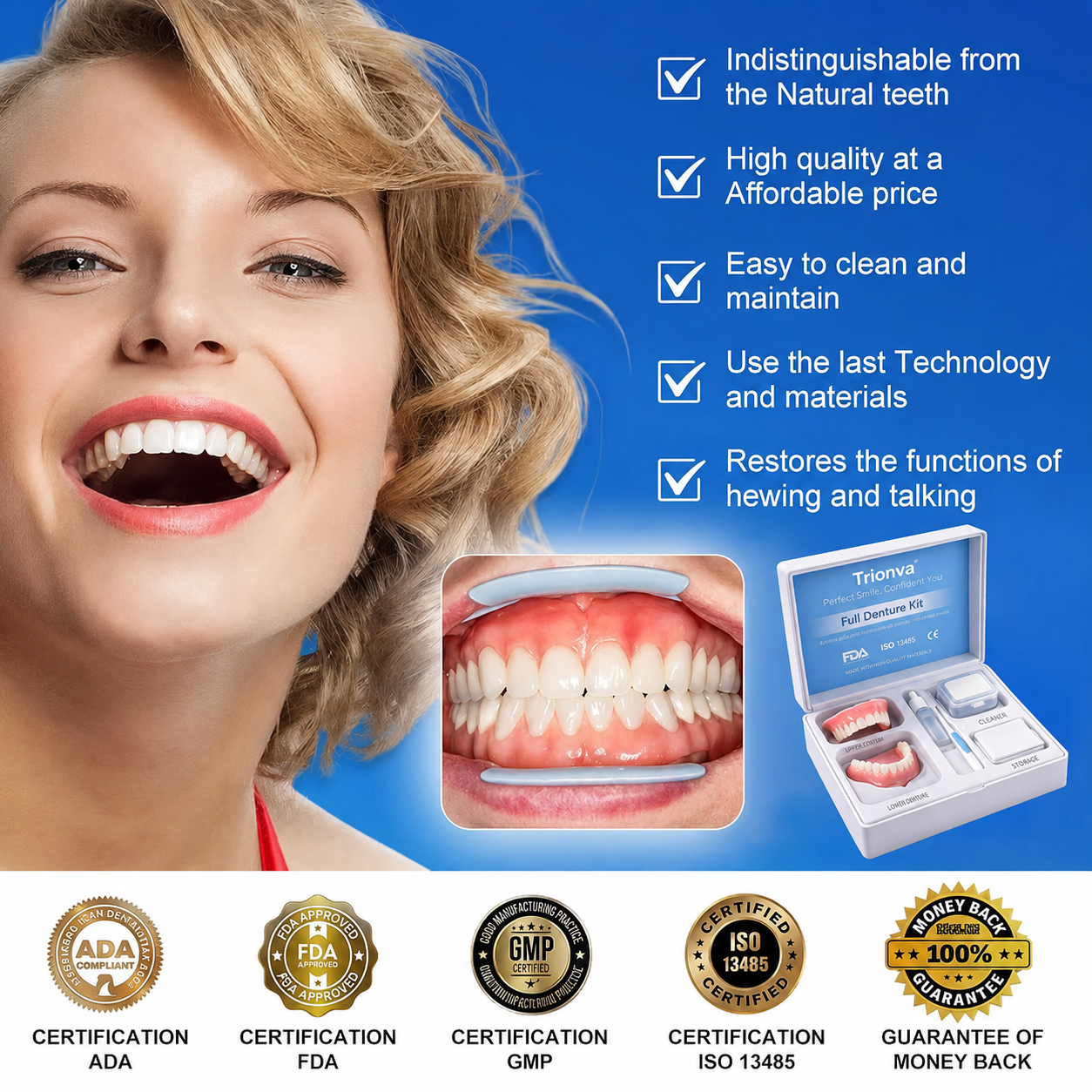 🏆Flash Sale 5K+ SOLD!✨Realistic Upper & Lower Dentures - Natural-Looking Teeth Replacement