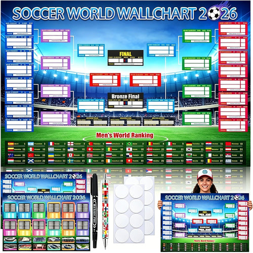 🔥Last Day: Buy 2 Get 1 Free - 🗓️ ⚽ 2026 World Cup Poster Set|Group Stage & Knockout Posters (23.6” x 35.4”)