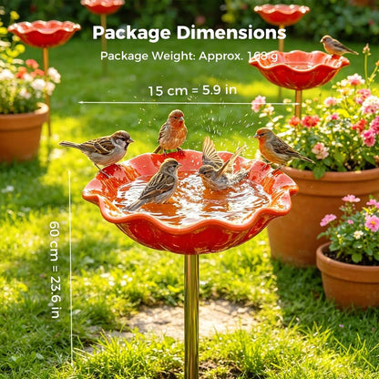 🎁Handmade Metal Flower Garden Stake Bird Bath🐦