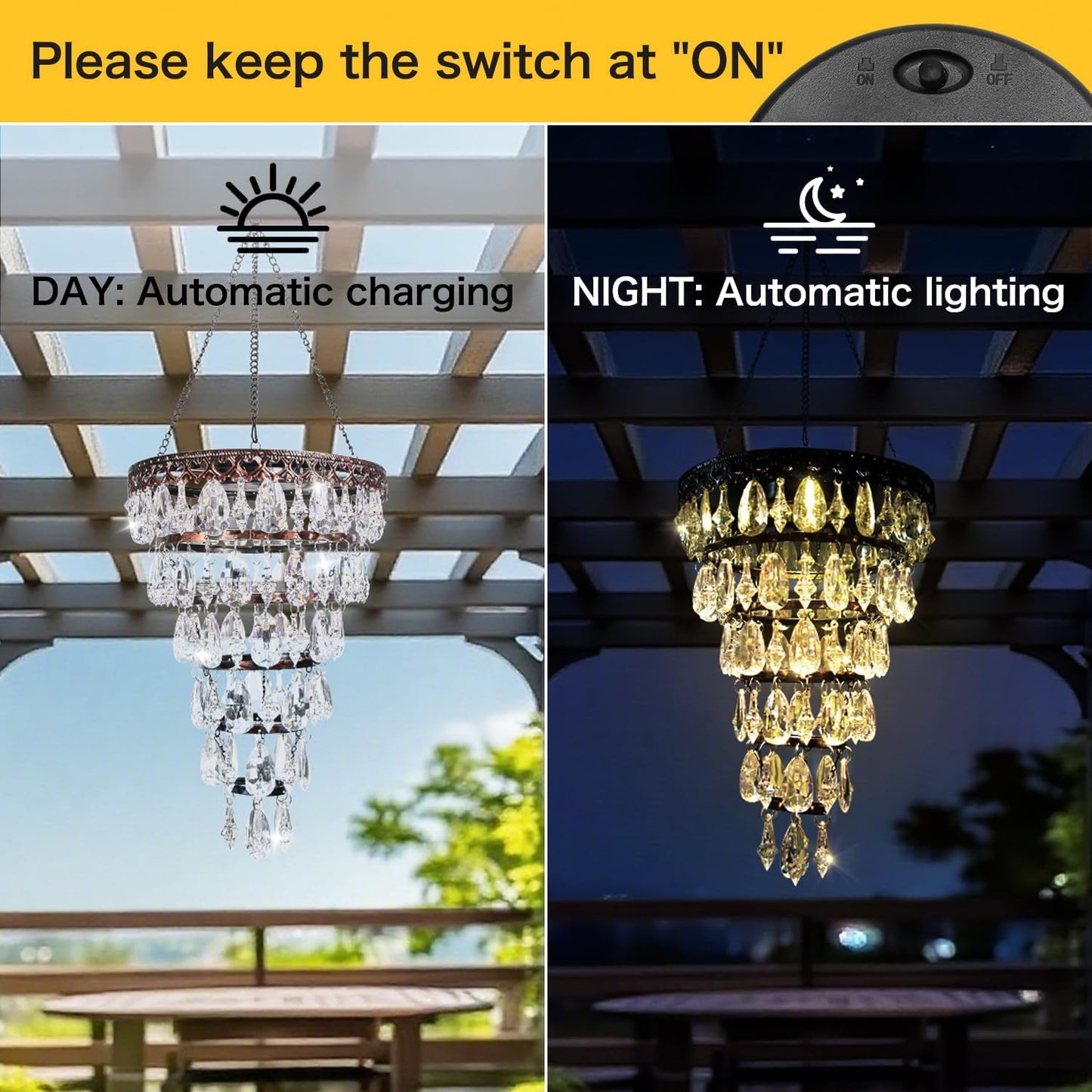 🔥LAST DAY 50% OFF - ✨ Solar-Powered Crystal Chandelier – Add Magic to Your Nights