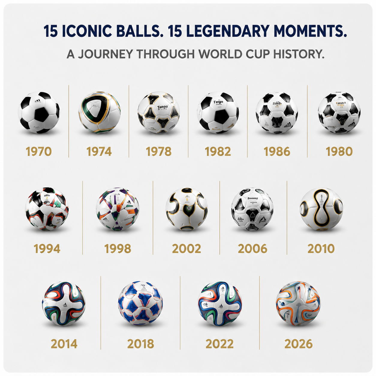 🏆Flash Sale 5K+ SOLD!⚽15 Pcs Classic Football Collectible Gift Sets from 1970 to 2026 Football Cup