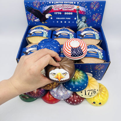 📦Limited Stock • Restock Takes Time⏰Patriotic Dumpling Squishy – USA 250 Edition
