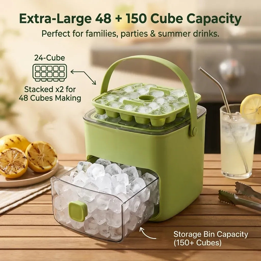 ✨Portable One-Touch Ice Release Tray with Lid & Storage Box