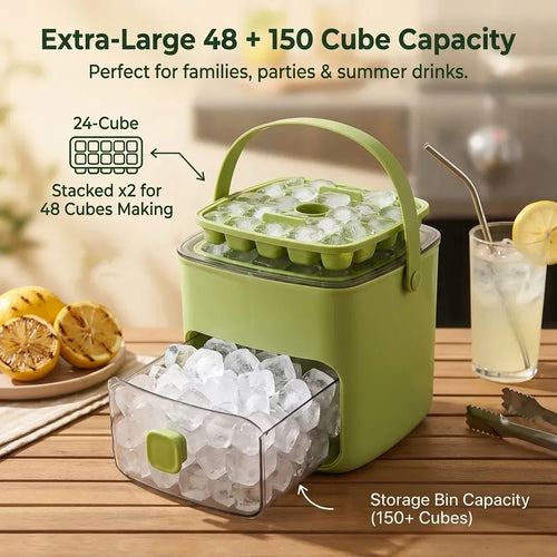 ✨Portable One-Touch Ice Release Tray with Lid & Storage Box