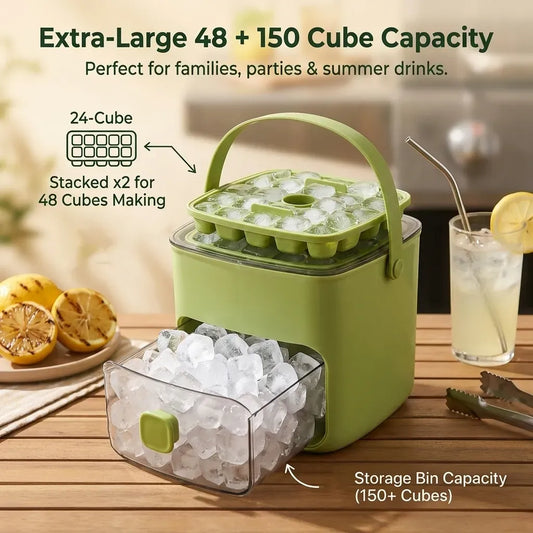 ✨Portable One-Touch Ice Release Tray with Lid & Storage Box