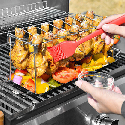 🍗 Roasted Chicken Drumstick Rack – Stainless Steel, Foldable, 14 Slots 🍖