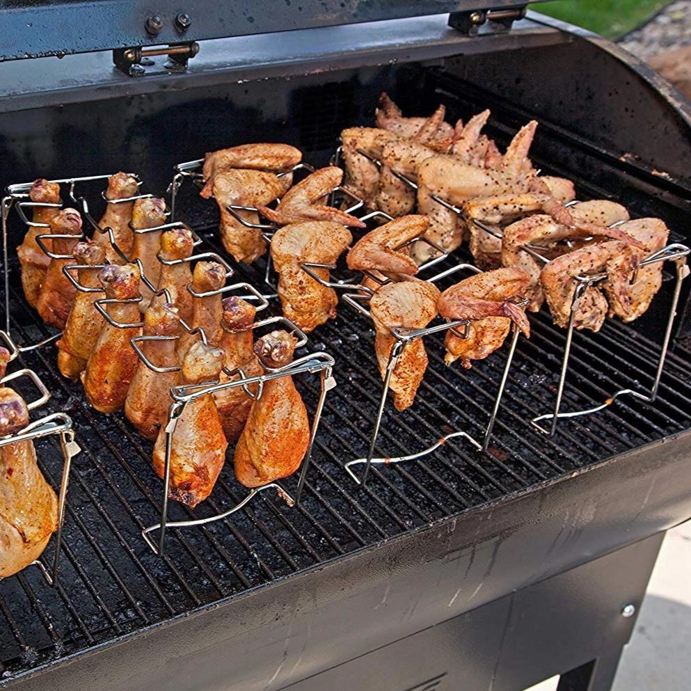 🍗 Roasted Chicken Drumstick Rack – Stainless Steel, Foldable, 14 Slots 🍖