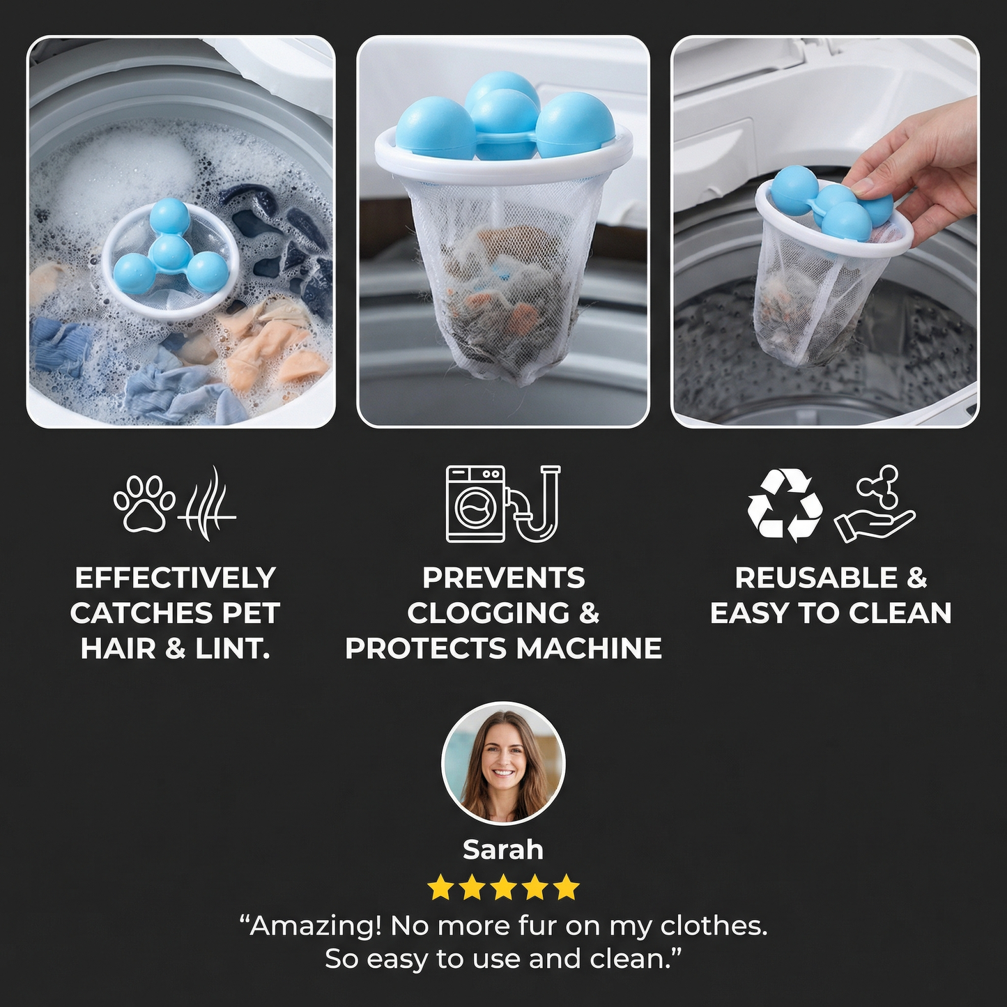 🧺 BUY 1 GET 1 FREE! 🧼Washing Machine Filter Bag